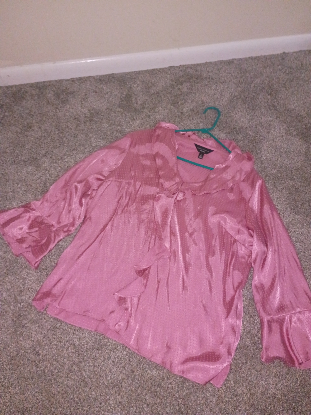 Notations Rose-Pink Ruffle Tie-Neck Blouse (Sexy)